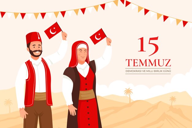 Free vector flat 15 temmuz background