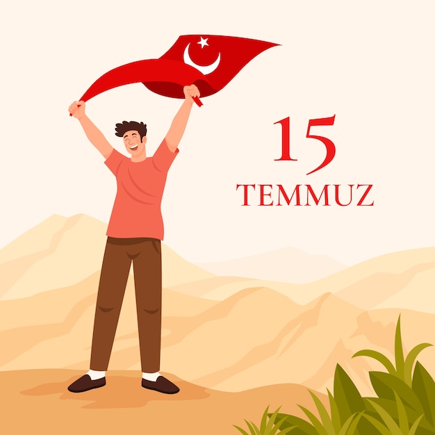 Free vector flat 15 temmuz illustration