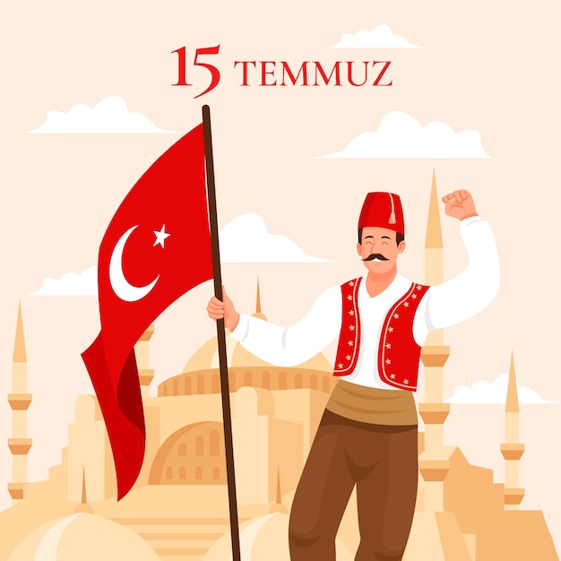 Free vector flat 15 temmuz illustration