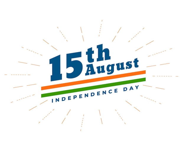 Free vector flat 15th august india independence day card design