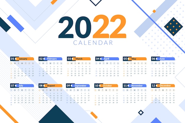 Flat 2022 calendar template