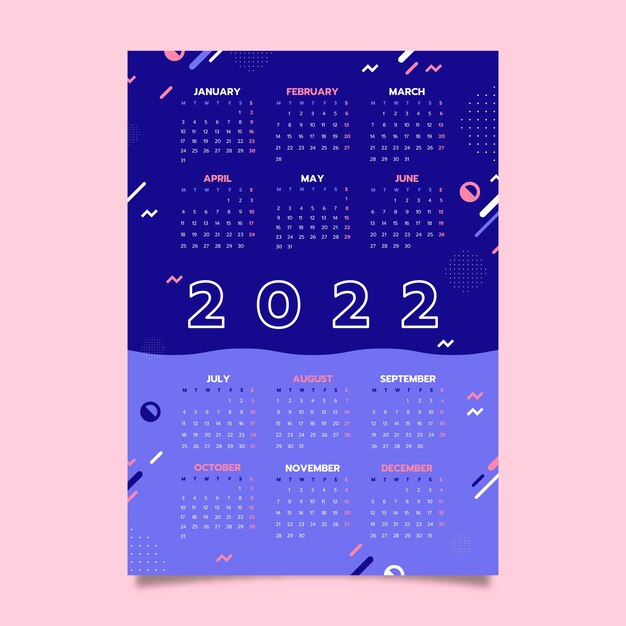 Flat 2022 calendar template