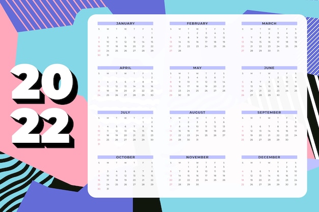 Free vector flat 2022 calendar template