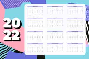 Free vector flat 2022 calendar template