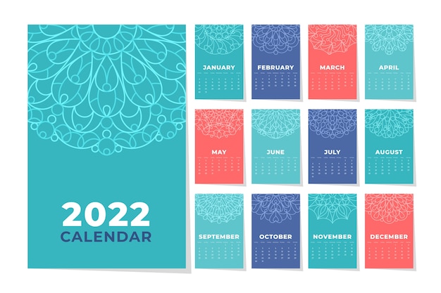 Flat 2022 calendar template