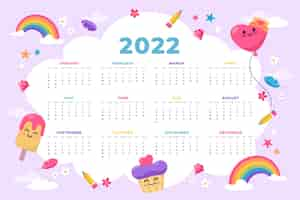 Vettore gratuito modello di calendario piatto 2022