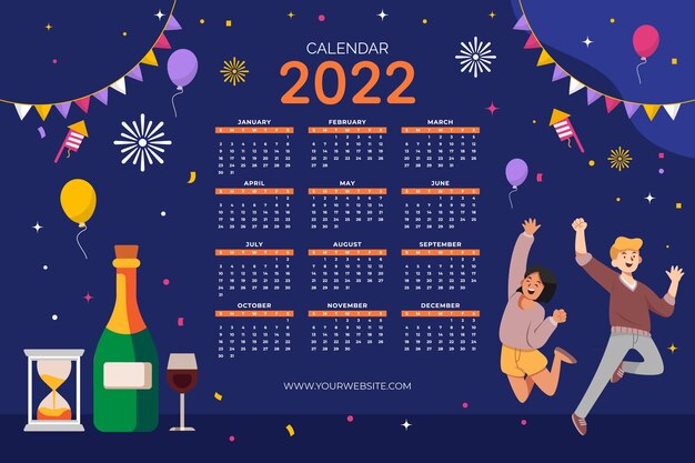 Flat 2022 calendar template