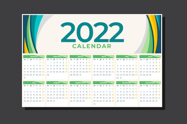 Flat 2022 calendar template