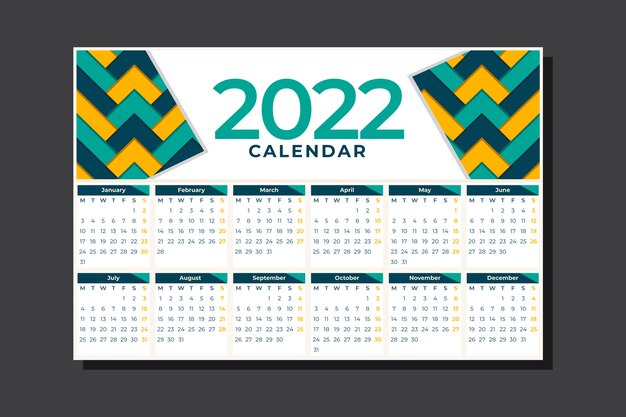 Flat 2022 calendar template