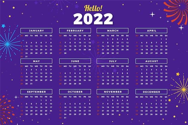 Flat 2022 calendar template