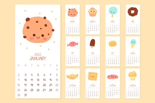 Flat 2022 calendar template