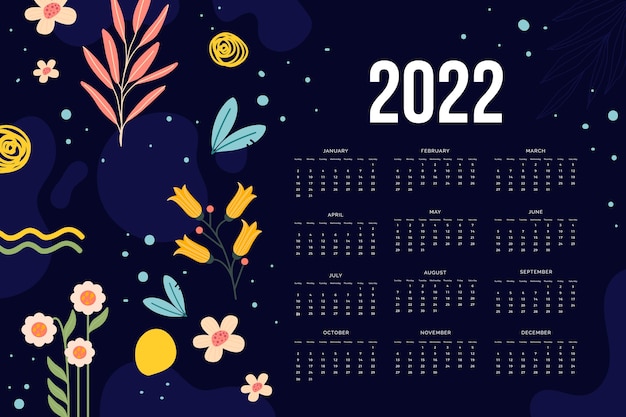 Free vector flat 2022 calendar template