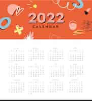 Vettore gratuito modello di calendario piatto 2022