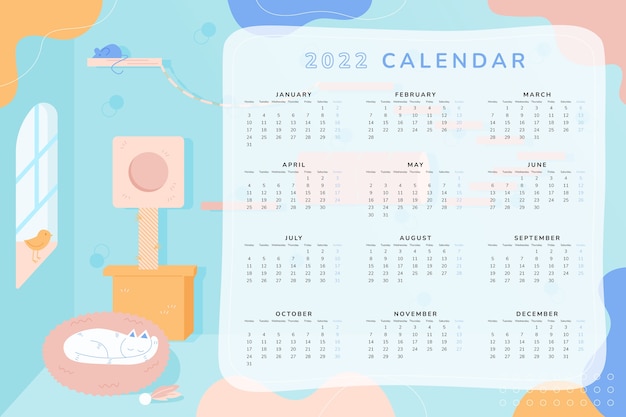 Flat 2022 calendar template