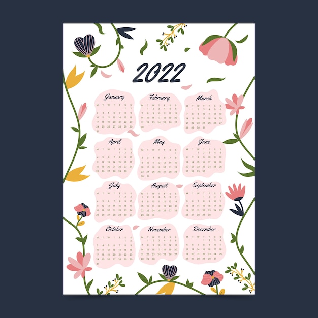 Flat 2022 calendar template