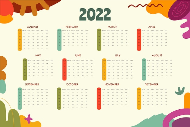 Free vector flat 2022 calendar template