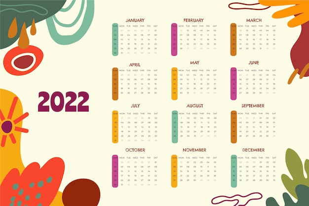 Flat 2022 calendar template