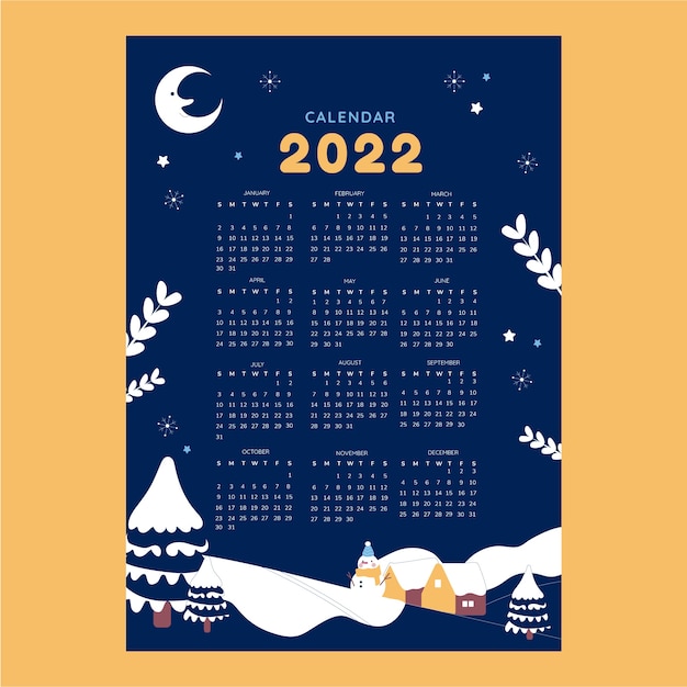 Flat 2022 calendar template