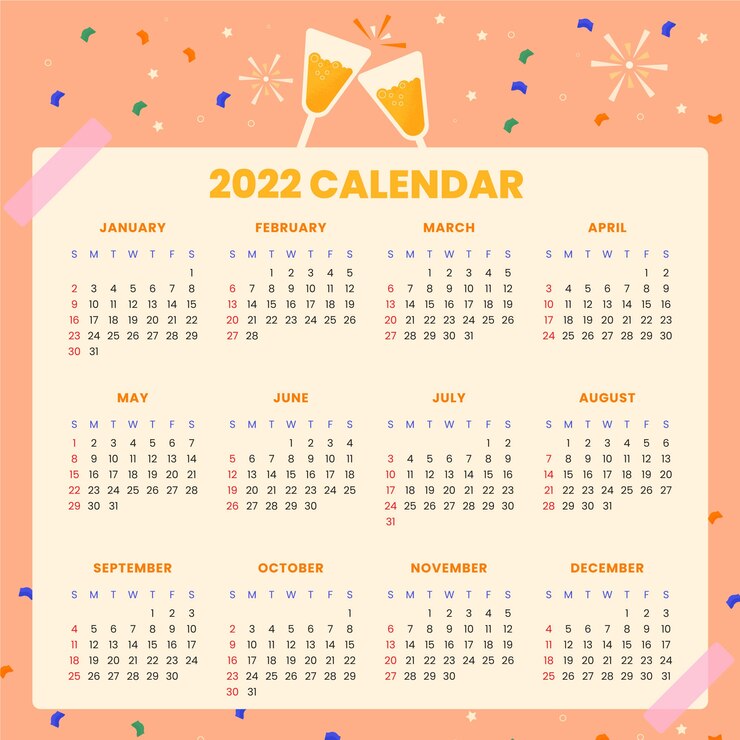 Free Vector flat 2022 calendar template