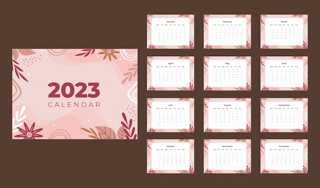 Flat 2023 annual wall planner calendar templat