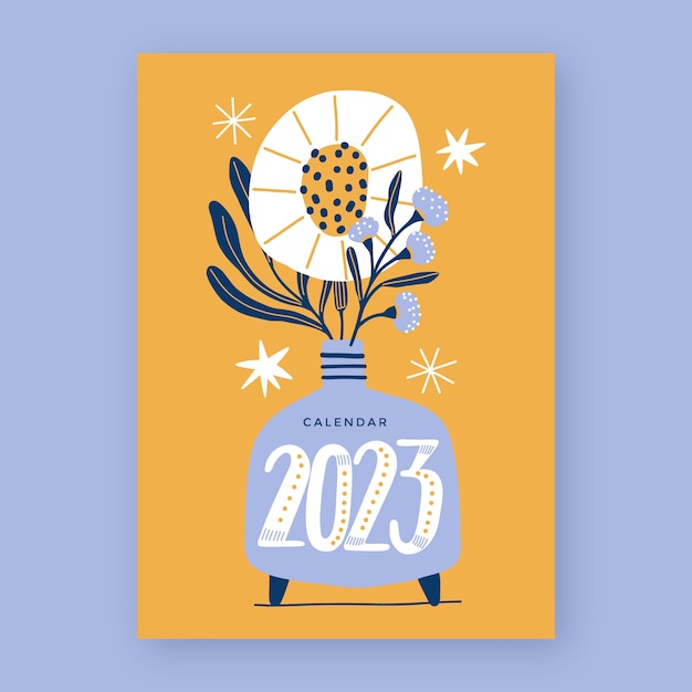 Free vector flat 2023 calendar cover illustration