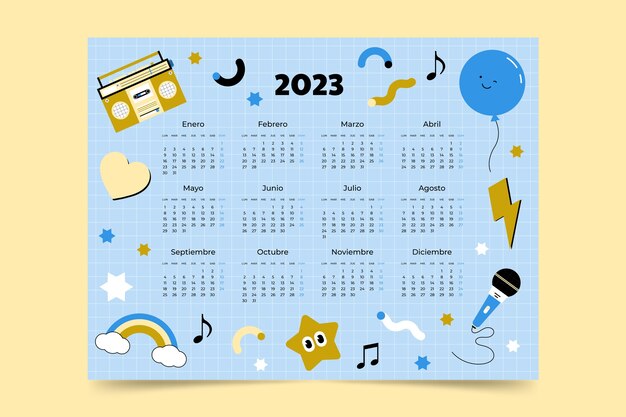 Flat 2023 calendar template