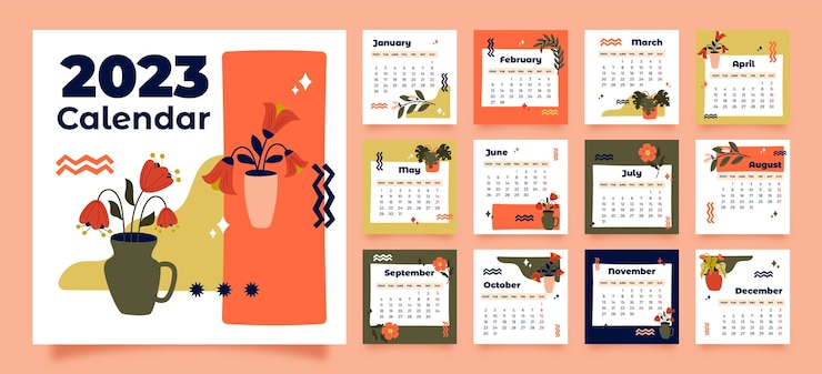 Free Vector flat 2023 desk calendar template