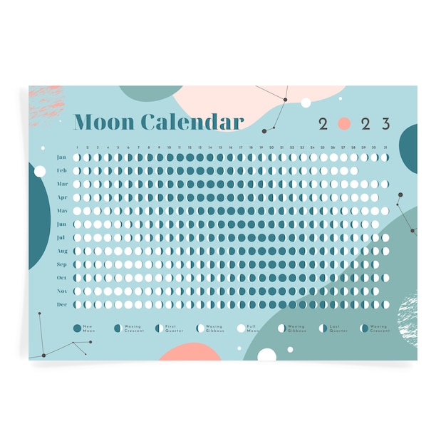 Flat 2023 lunar calendar template