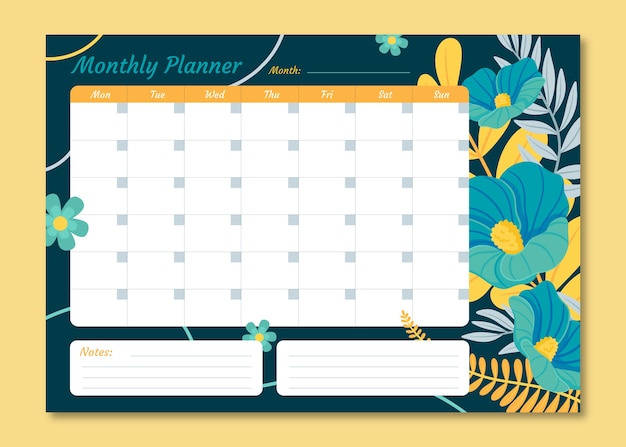 Free vector flat 2023 monthly calendar template