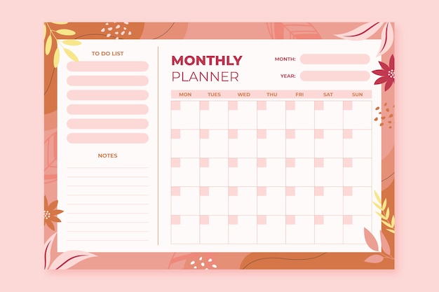 Flat 2023 monthly planner calendar template