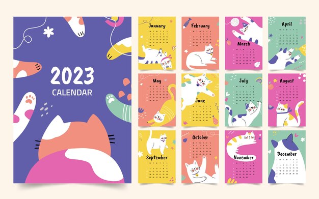 Flat 2023 wall calendar template