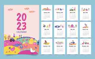 Free vector flat 2023 wall calendar template