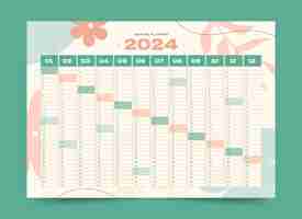 Free vector flat 2024 annual planner template