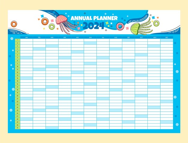 Flat 2024 annual planner template