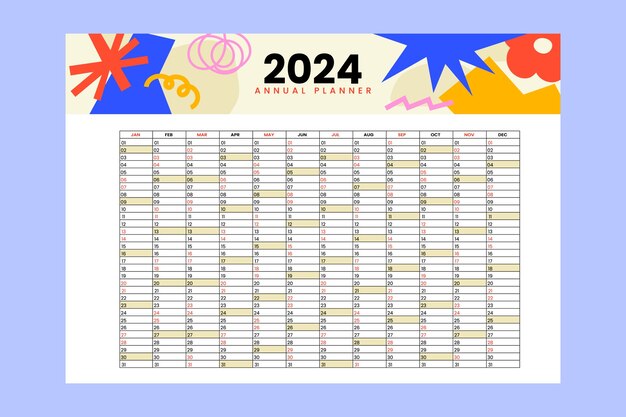 Flat 2024 annual planner template