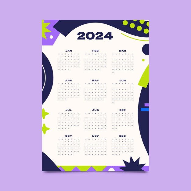 Flat 2024 calendar template