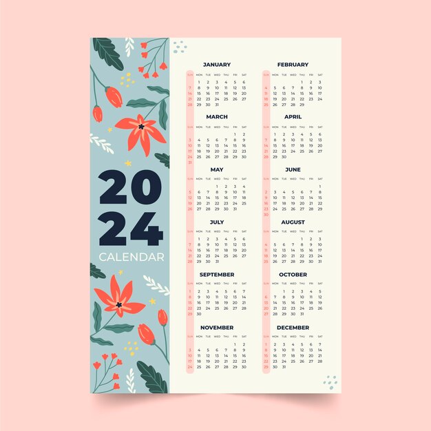 Flat 2024 calendar template