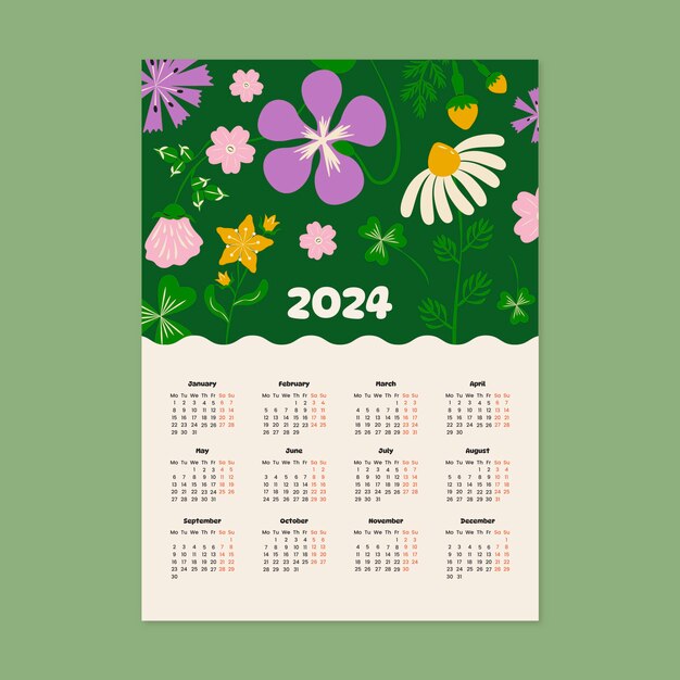 Flat 2024 calendar template