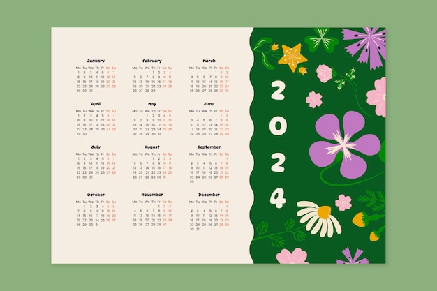 Flat 2024 calendar template