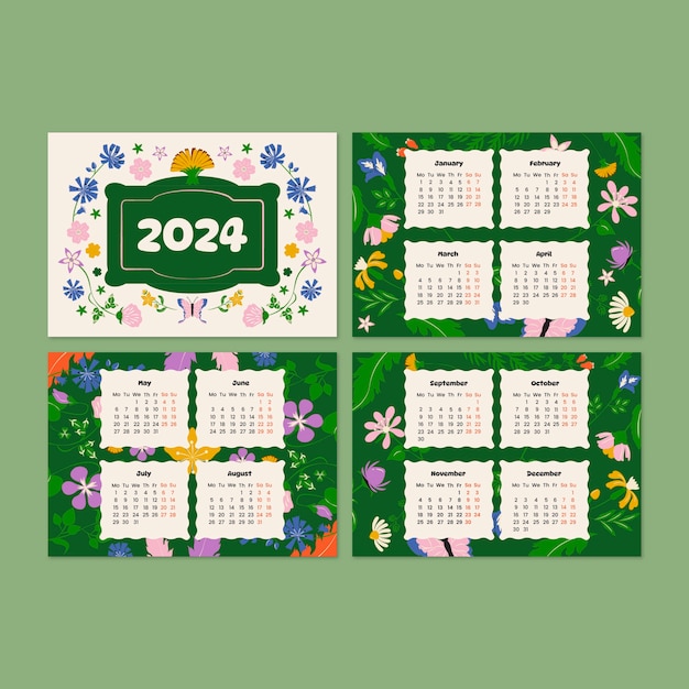 Flat 2024 calendar template