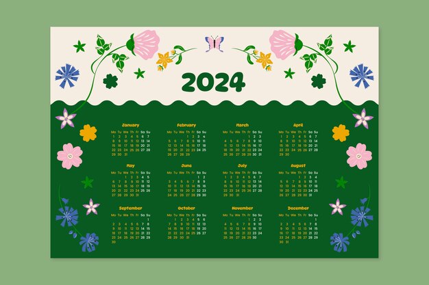 Flat 2024 calendar template