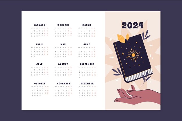 Flat 2024 calendar template