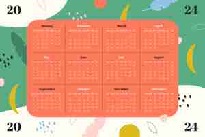 Бесплатное векторное изображение Планируемый календарный шаблон на 2024 год
