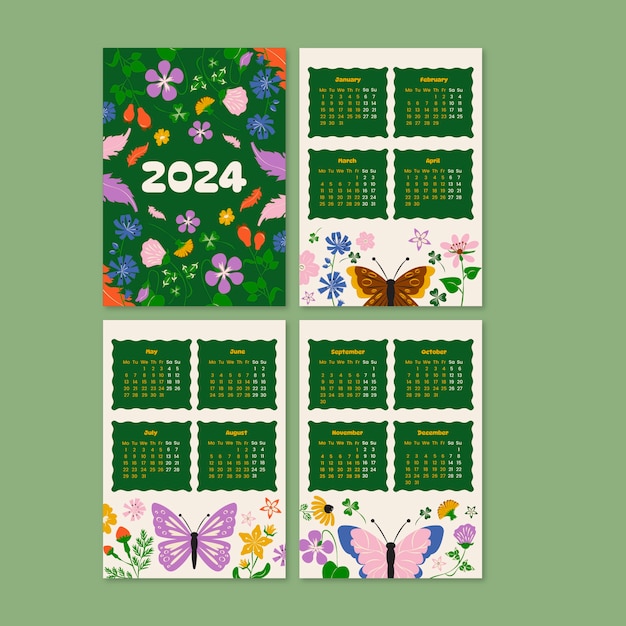 Flat 2024 calendar template