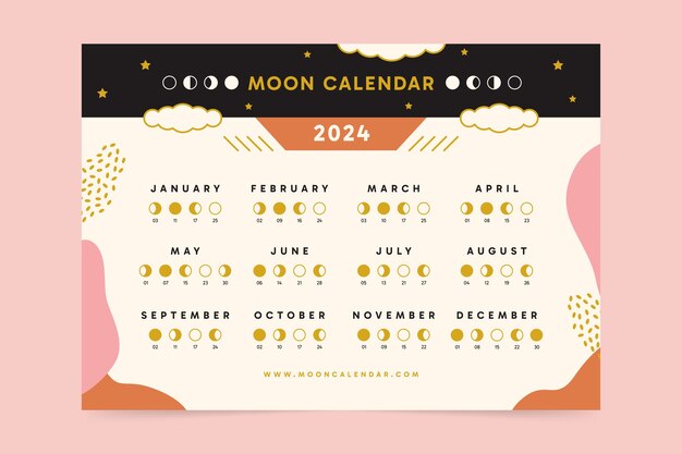 Calendario lunar 2024 Vectors & Illustrations for Free Download