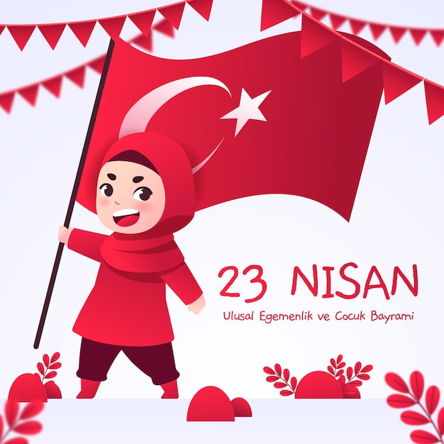 Free vector flat 23 nisan illustration