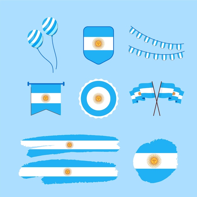 Free vector flat 25 de mayo celebration design elements collection