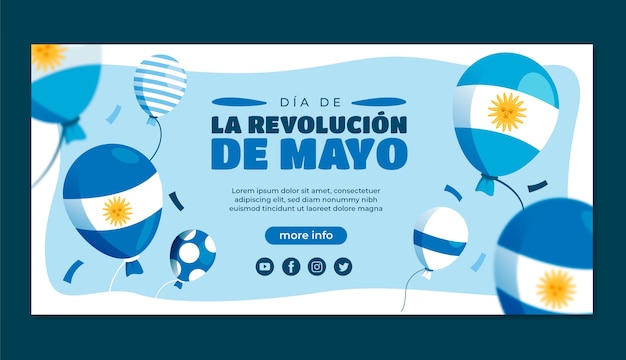 Free vector flat 25 de mayo celebration horizontal banner template