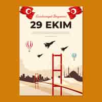 Free vector flat 29 ekim vertical poster template