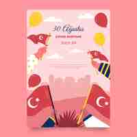 Free vector flat 30 agustos vertical poster template